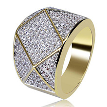 Anéis de luxo para homens, anéis de luxo da rapper, modelos aaa, cz, strass, cor dourada, brilhantes, geométricos, quadrados, jóias masculinas, 7-11 2024 - compre barato