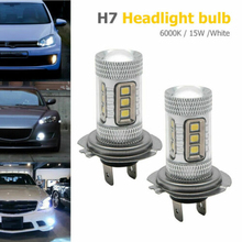 2x H7 Led Bulb Canbus 15W 15-SMD 2835 LED Fog White LED Sidelight Headlight Fog Light Lamp Bulbs 6000K 2024 - buy cheap
