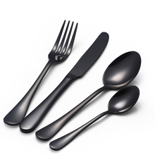 High Grade 24Pcs/Set Quality 18/8 Stainless Steel Cutlery Set Flateware Set Black Silverware Tableware Dinner Knife Dinner Fork 2024 - buy cheap