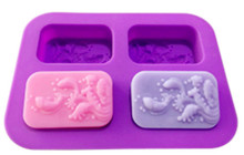 1pcs Four-Holes Sea with Fish (xj593) Silicone Handmade Soap/Cake Mold Crafts DIY Mold 2024 - buy cheap
