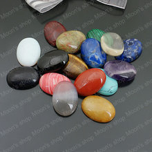 Оптовая продажа, 25*18 мм, разноцветный Овальный натуральный камень и синтетический камень с плоским дном, каменные бусины для камней, 5 шт. (JM3881) 2024 - купить недорого