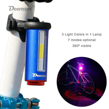 Deemount lâmpada traseira para bicicleta, lâmpada com 3 cores cob recarregável, aviso visual 100lm lm 2024 - compre barato