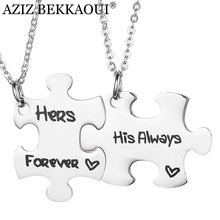 AZIZ BEKKAOUI Hers Forever/ His Always Couple Necklace Stainless Steel DIY Letter Pendant Necklaces Popular Jewelry Gift 2024 - buy cheap