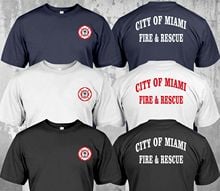 Camiseta estampada estilo de rua masculina, camiseta de dois lados estilo bombeiros, resgate, bombeiros, verão 2019 2024 - compre barato