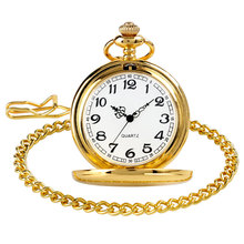Golden Polished Stainless Steel Pocket Watch Continental-style Retro Fashion for Men and Women Gift Pocket Watch 2024 - buy cheap