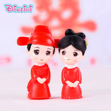 Chinese Red Lover Model Boy Girl Figurines Wedding Doll Miniatures Couple home Garden Decoration Girl toy DIY accessories gift 2024 - buy cheap