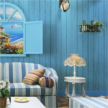 beibehang Mediterranean blue plate retro nostalgia wallpaper living room TV background wallpaper non-woven vertical stripes 2024 - buy cheap