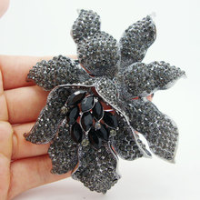 Classic Black Crystal Brooch Pin Rhinestone Large Flowers Orchid brooches pins women jewelry 2024 - buy cheap