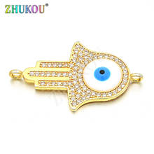 36*22mm Brass Cubic Zirconia Gold Hamsa Hand Charms Connectors DIY Jewelry Bracelet Necklace Making, Model: VS89 2024 - buy cheap