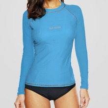 Женский купальный костюм с длинным рукавом для серфинга и рашгарда UPF50 +, голубой/розовый/черный 2024 - купить недорого