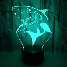 Shark-luces de noche 3d con control remoto, lámpara de escritorio moderna con visión Led, luces de Ambiente de regalo 2024 - compra barato