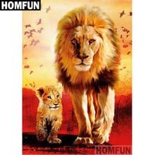 HOMFUN-pintura de diamante 5D DIY "Familia León", cuadrados o redondos de imitación bordado de diamantes, estilo punto de cruz 5D, decoración del hogar, A05066 2024 - compra barato