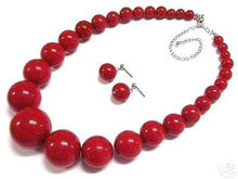 Free shipping New style Natural noble jewelry>>>>Women's jewelry red coral bead necklace earring set 2024 - buy cheap