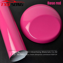 10/20/30/40/50/60x152CM Glossy Rose red Vinyl Wrap Car Sticker Glossy Film Wrap Vinyl For HOOD Roof Car glossy car wrap film 2024 - buy cheap