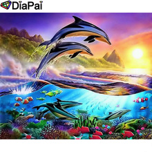 DIAPAI 5D DIY Diamond Painting 100% Full Square/Round Drill "Dolphin fish" Diamond Embroidery Cross Stitch 3D Decor A23591 2024 - buy cheap