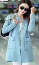 cat hair cardigan long sleeve sweater variegated wild knit pocket tricot pull lady clothes blue,red,pink,blue,beige,gray 2024 - buy cheap