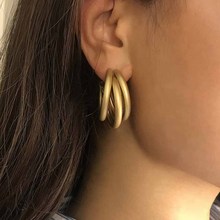 Vintage Matte Gold Small Hoop Earrings Boho Metal Round Circle Geometric Earrings Fashion Tubular Earrings E610 2024 - buy cheap