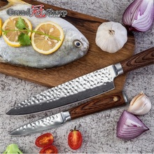 Grandsharp 2 pçs conjunto de faca do chef faca aparas japonês damasco vg10 aço inoxidável japonês facas cozinha presente 2024 - compre barato