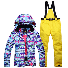 Зимний лыжный костюм, женские бренды 2018, лыжная куртка и брюки высокого качества, теплый водонепроницаемый ветрозащитный лыжный и Сноуборд костюм S.M.L. 2024 - купить недорого