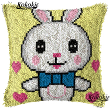 Trava gancho tapete kits animais rabbbit almofada bordado artesanal kits de ponto cruz 3d tapete bordado diy needlework conjuntos 2024 - compre barato