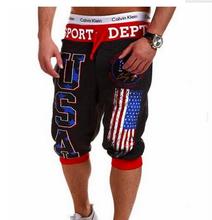 New 2021 Outdoor Summer USA Printed Sweatpants Sport Hip Hop Trainning Exercise Capri Pants Patchwork Drawstring  4Color M-XXL 2024 - buy cheap