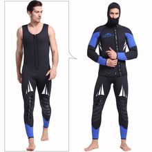 Manta de neoprene para mergulho submarina, roupa de mergulho masculina com 5mm e 2 peças, preto, azul, de corpo inteiro 2024 - compre barato