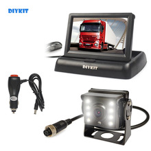 Diykit câmera de ré com visão noturna de 4.3 ", monitor à prova d'água, ccd, câmera com visão noturna para caminhão e ônibus, carregador grátis 2024 - compre barato
