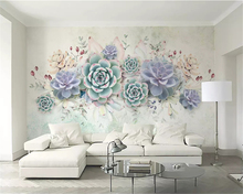 beibehang Interior decoration wallpaper fresh succulents watercolor style 3d stereo TV background wall papers home decor behang 2024 - buy cheap