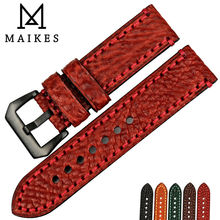 MAIKES Fashoin red watchbands 20 22 24 26mm watch strap Italian cow leather watch band bracelet watch accessories for Panerai 2024 - buy cheap