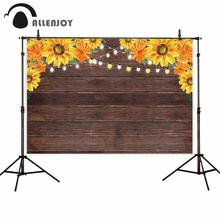 Allenjoy wedding photography backdrops brown wood sun flower lantern light photophone photo background photocall photobooth 2024 - compre barato