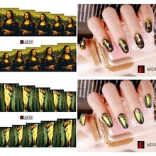 12 Sheets beauty water transfer nail art sticker decals for nails decoration accessoires manicure tools World MONA LISA prints 2024 - buy cheap