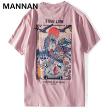 MANNAN Chinese Stone Lion Printed Streetwear T Shirts 2019 Mens Harajuku Hip Hop Casual Street Tees Male Cotton Tshirts Tops 2024 - buy cheap