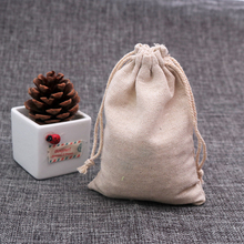 100pcs/lot Natural Cotton Bags Small Wedding Favors Linen Drawstring Gift Bag Muslin Bracelet Jewelry Packaging Bags Pouches 2024 - buy cheap