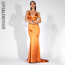 LOVE & LEMONADE-Vestido largo naranja con escote en V profundo, espalda abierta, ajustado, LM81222 2024 - compra barato