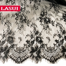 LASUI  C0304 DIY white,black diy clothes material wedding dress veil bridal jewelry decoration Hollow Eyelash French Lace Fabric 2024 - buy cheap