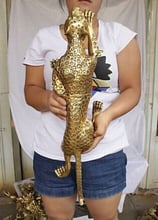 Huge Bronze Collect Leopard Panther Cheetah Run Statue decoration bronze Fine wedding Arts Crafts decoration 2024 - buy cheap