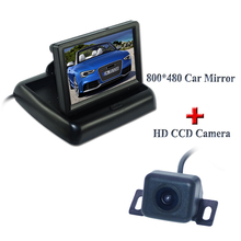Sistema de assistente ao estacionamento para veículos, 2 em 1, 4.3, digital, tft, lcd, espelho, monitor de estacionamento + ccd hd, câmera de visão traseira para carro 2024 - compre barato