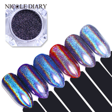 1 Box  Nail Glitter Powder Purple Silver Holo Rainbow Nail Glitter Laser Mirror Nail Art Pigment Powder Dust 2024 - buy cheap