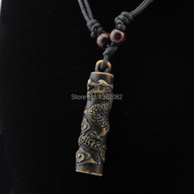 Simulation Bone Carving Totem Dragon Pendant Boy Men's Ethnic Wood Beads Necklace Amulet Lucky Gift MN112 2024 - buy cheap