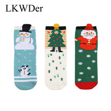LKWDer, 3 pares de Calcetines de Navidad para Mujer, divertidos Calcetines de dibujos animados para Festival de Año Nuevo, Calcetines de algodón de alta calidad para Mujer 2024 - compra barato