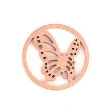 Vinnie Design Jewelry Rose Gold Color Butterfly Coin Fit in 35mm Frame Pendant Stainless Steel My Coin Disc 2024 - buy cheap