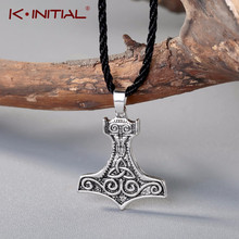 Kinitial Vintage Nordic Viking Pendants Necklaces Legendary Viking Thor's Hammer Amulet Knot Pendant Nordic Talisman Men Jewelry 2024 - buy cheap