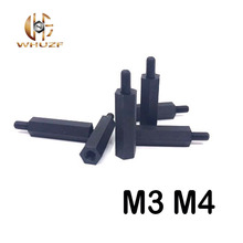 M3 M4 нейлоновая Колонка внешний шестигранник с одной головкой изолирующая колонна черные прокладки пластиковые винты для усилителя платы гайки 2024 - купить недорого