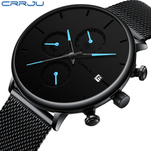 Топ бренд класса люкс CRRJU мужские часы модные простые водонепроницаемые спортивные часы мужские кварцевые часы с тонким циферблатом повседневные Relogio Masculino 2024 - купить недорого