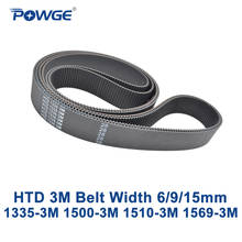 POWGE HTD 3M Timing belt C=1335 1500 1530 1569 width 6/9/15mm Teeth 445 500 510 523 HTD3M synchronous 1335-3M 1500-3M 1569-3M 2024 - buy cheap