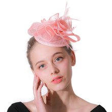 Vintage Pink Hair Accessories Fascinators Cocktail Hair Clips Women Millinery Feather Flowers Decoration Party Church Headpieces 2024 - buy cheap