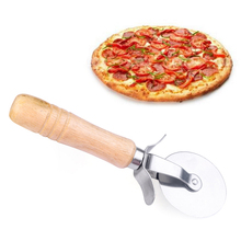 Cortador de Pizza redondo de acero inoxidable con mango de madera, cuchillo cortador de masa de Pizza, herramientas de cocina para hornear, 1 ud. 2024 - compra barato