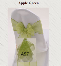 100 pcs apple verde Banquete Chair Sash para Casamentos organza para o Casamento Caixilhos Presidente Bow 2024 - compre barato