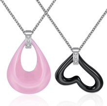 Water drop  heart  ceramics 316L Stainless Steel pendant necklaces bead chain for women wholesale 2024 - buy cheap