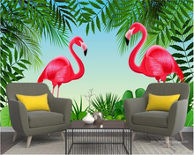 Beibehang pared 2019 novo papel de parede estéreo nórdico abstrato pintados à mão flamingo folha de banana tv fundo papel de parede 3d 2024 - compre barato